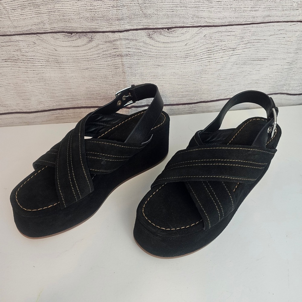 Free People 10 Beach Party Platform Criss Cross Suede Platform Sandals NWOB $148 - Picture 14 of 14